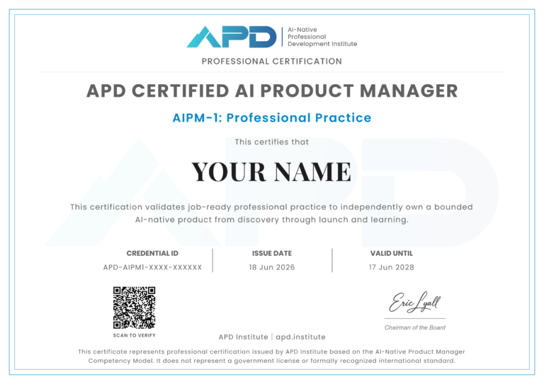 AIPM-1 AI产品经理基础认证数字证书样例，含唯一验证ID